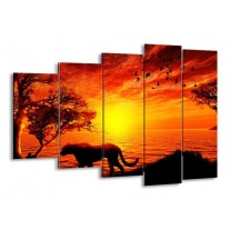 Glas schilderij Natuur | Oranje, Zwart, Rood | 150x100cm 5Luik
