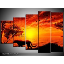 Klok schilderij Natuur | Oranje, Zwart, Rood | 150x100cm 5Luik