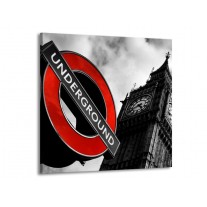 Canvas schilderij Londen | Zwart, Rood, Wit | 70x70cm 1Luik