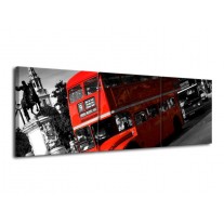 Glas schilderij Londen | Rood, Zwart, Grijs | 120x40cm 3Luik