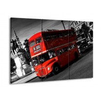 Glas schilderij Londen | Rood, Zwart, Grijs | 90x60cm 3Luik