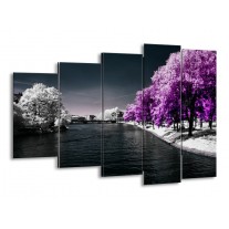 Glas schilderij Natuur | Paars, Wit, Grijs | 150x100cm 5Luik