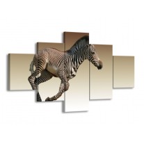 Glas schilderij Zebra | Zwart, Wit, Bruin | 125x70cm 5Luik