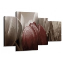 Glas schilderij Tulp | Bruin, Grijs, Wit | 120x75cm 4Luik