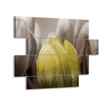 Glas schilderij Tulp | Geel, Grijs, Zwart | 115x85cm 4Luik