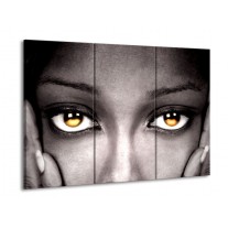 Glas schilderij Ogen | Zwart, Oranje | 90x60cm 3Luik