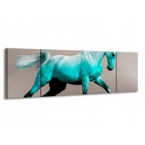 Canvas schilderij Paard | Groen, Grijs | 170x50cm 3Luik