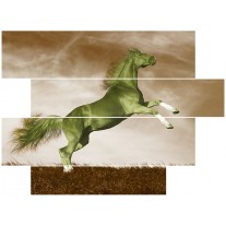 Canvas schilderij Paard | Groen, Bruin | 115x85cm 4Luik