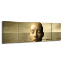 Glas schilderij Gezicht | Grijs, Wit, Bruin | 170x50cm 3Luik
