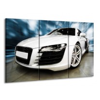 Canvas schilderij Audi | Zwart, Wit, Blauw | 165x100cm 3Luik