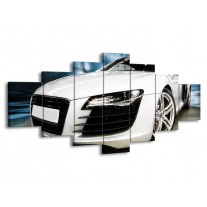 Canvas schilderij Audi | Zwart, Wit, Blauw | 210x100cm 7Luik