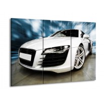 Canvas schilderij Audi | Zwart, Wit, Blauw | 90x60cm 3Luik
