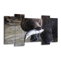 Canvas schilderij Beer | Bruin, Zwart, Grijs | 120x65 5Luik