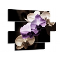 Glas schilderij Orchidee | Paars, Zwart, Grijs | 115x85cm 4Luik