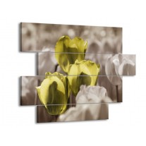 Glas schilderij Tulpen | Bruin, Groen, Zwart | 115x85cm 4Luik