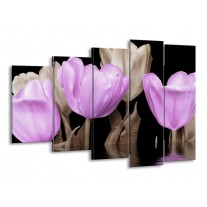 Glas schilderij Tulpen | Paars, Grijs | 150x100cm 5Luik