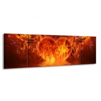 Glas schilderij Hart | Oranje, Bruin, Geel | 170x50cm 3Luik