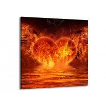 Canvas schilderij Hart | Oranje, Bruin, Geel | 70x70cm 1Luik