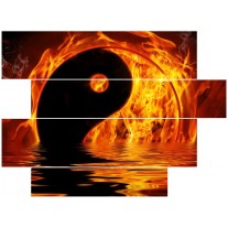 Glas schilderij Teken | Oranje, Bruin, Zwart | 115x85cm 4Luik