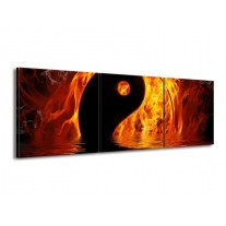 Glas schilderij Teken | Oranje, Bruin, Zwart | 150x50cm 3Luik