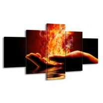 Glas schilderij Hand | Oranje, Bruin, Zwart | 150x80cm 5Luik