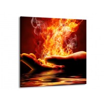 Canvas schilderij Hand | Oranje, Bruin, Zwart | 50x50cm 1Luik