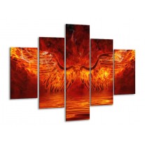 Glas schilderij Engel | Oranje, Bruin, Zwart | 100x70cm 5Luik