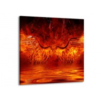 Glas schilderij Engel | Oranje, Bruin, Zwart | 50x50cm 1Luik