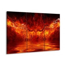 Glas schilderij Engel | Oranje, Bruin, Zwart | 90x60cm 3Luik
