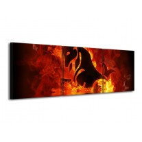 Glas schilderij Abstract | Oranje, Bruin, Zwart | 150x50cm 3Luik