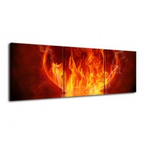 Glas schilderij Abstract | Oranje, Bruin, Zwart | 120x40cm 3Luik