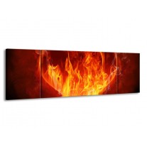 Glas schilderij Abstract | Oranje, Bruin, Zwart | 170x50cm 3Luik