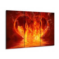 Glas schilderij Abstract | Oranje, Bruin, Zwart | 90x60cm 3Luik