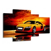 Canvas schilderij Audi | Oranje, Zwart, Geel | 120x75cm 4Luik
