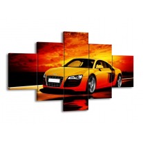Canvas schilderij Audi | Oranje, Zwart, Geel | 125x70cm 5Luik