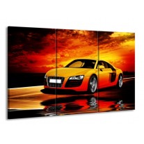 Canvas schilderij Audi | Oranje, Zwart, Geel | 165x100cm 3Luik