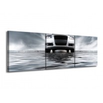 Canvas schilderij Auto | Grijs, Zwart, Wit | 150x50cm 3Luik
