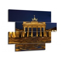 Glas schilderij Berlijn | Geel, Bruin, Zwart | 115x85cm 4Luik