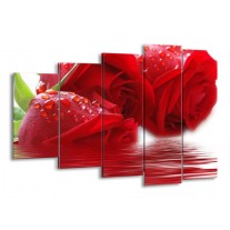 Glas schilderij Roos | Rood, Grijs, Wit | 150x100cm 5Luik