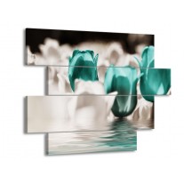 Glas schilderij Tulpen | Wit, Blauw | 115x85cm 4Luik