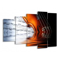 Canvas schilderij Instrument | Wit, Bruin, Zwart | 150x100cm 5Luik