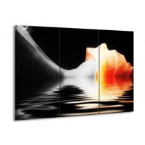 Glas schilderij Lichaam | Oranje, Wit, Zwart | 90x60cm 3Luik