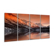 Glas schilderij Bergen | Bruin, Zwart, Rood | 160x80cm 4Luik