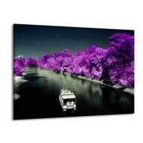 Glas schilderij Boot | Paars, Zwart, Grijs | 100x70cm 1Luik