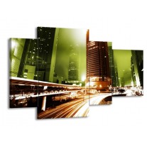 Canvas schilderij Steden | Groen, Bruin, Wit | 120x75cm 4Luik