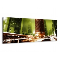 Glas schilderij Steden | Groen, Bruin, Wit | 145x58cm 1Luik