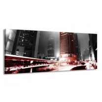 Glas schilderij Steden | Rood, Zwart, Grijs | 145x58cm 1Luik