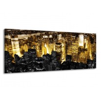 Glas schilderij Steden | Geel, Zwart, Wit | 145x58cm 1Luik