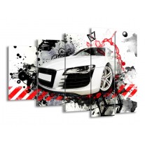 Canvas schilderij Audi | Rood, Zwart, Wit | 150x100cm 5Luik