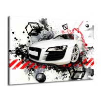 Canvas schilderij Audi | Rood, Zwart, Wit | 70x50cm 1Luik